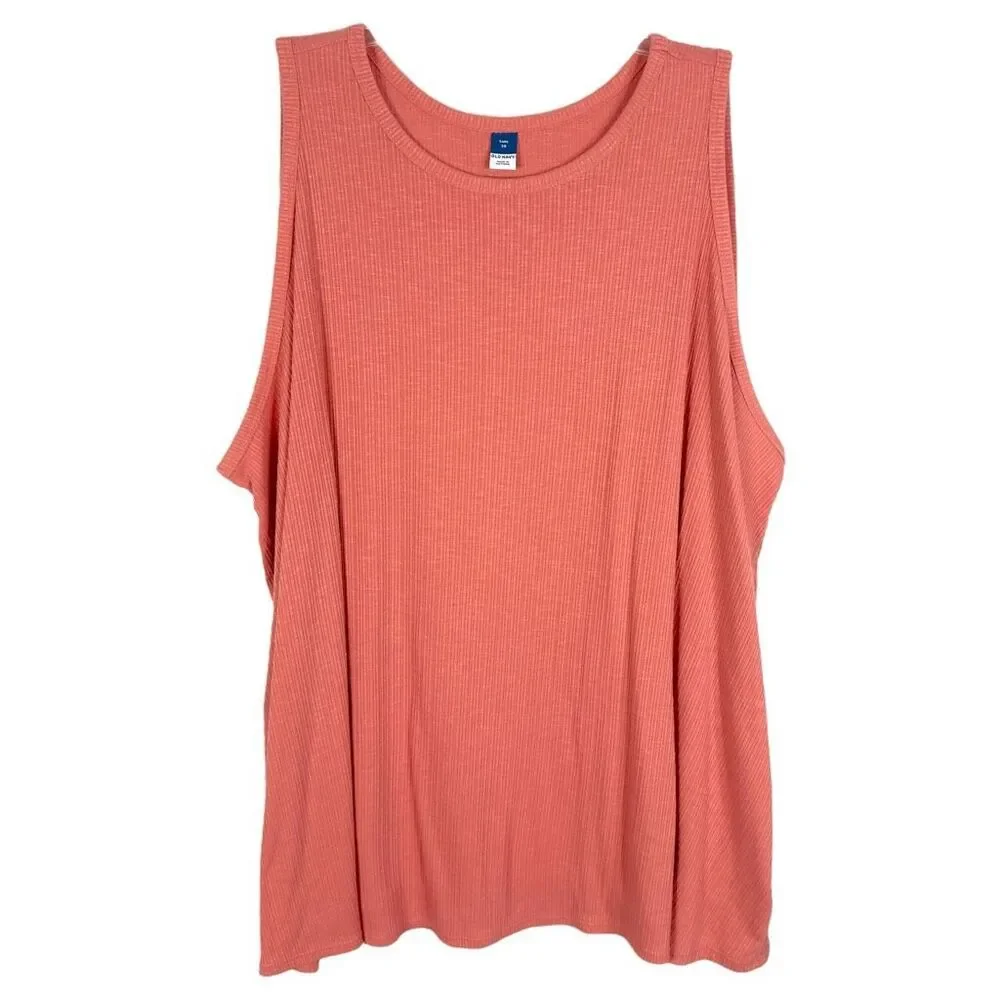 Old Navy Plus Size 3X Tank Top Sleeveless Luxe Pink Ribbed Stretched Crew 739 - Picture 8 of 8